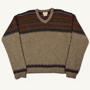Vintage Men's St. John's Bay Wool Blend Heritage Cabin Sweater XL USA Rustic